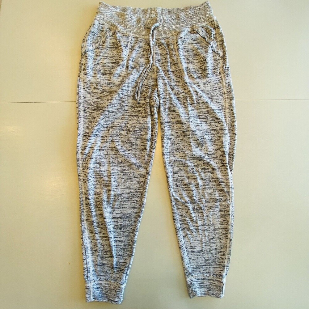 Athleta Activewear Jogger Pant Elastic Waist Drawstring Heather Black Gray Sz XS